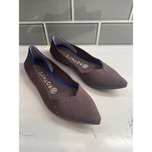 Rothys The Pointed Flats Shoes Women's Size 6.5 Muted Taupe Knit